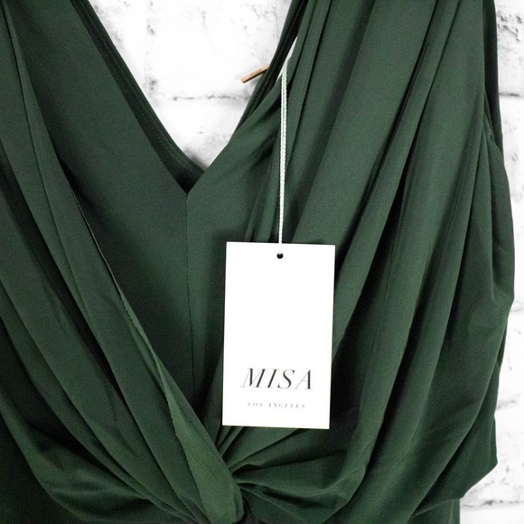 Misa Los Angeles Green Jersey Knit Sleeveless Cocktail Mini Dress Small Party - Picture 6 of 10